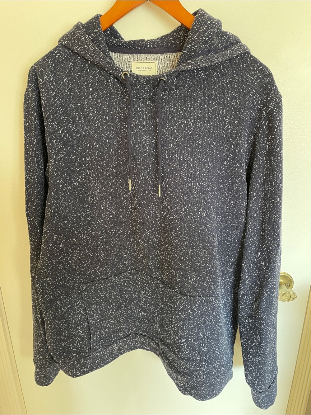 Frank & Oak Navy Speckled Hooded Pullover